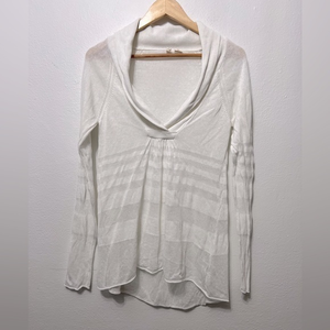 Anthropologie MOTH‎ Women's Size M Linen Blend Long Sleeve Sweater Ivory Linen